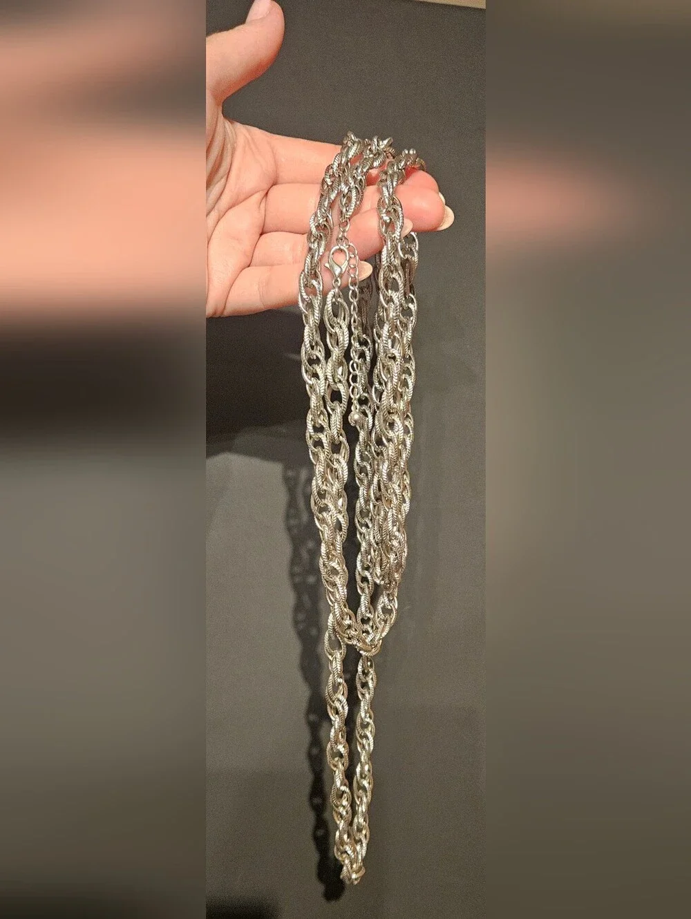 Sterling Silver Multi-Strand Rope Chain Necklace - Silver